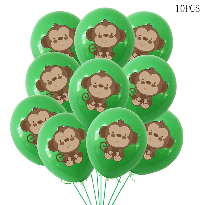 10pcs 12inch Jungle Wild Animal Party Supplies Birthday Decorations Latex White Balloons Kids Birthday Party Animal Balloons