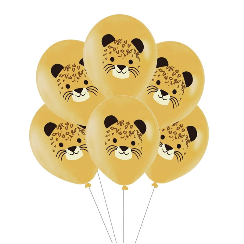10pcs 12inch Jungle Wild Animal Party Supplies Birthday Decorations Latex White Balloons Kids Birthday Party Animal Balloons
