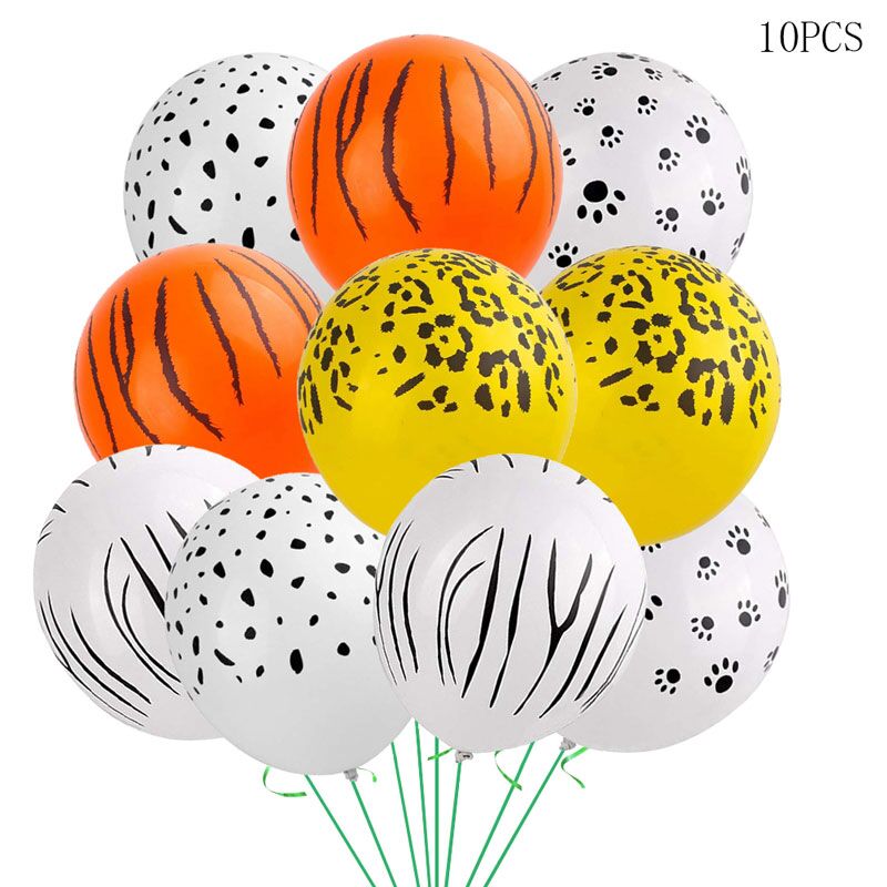 10pcs 12inch Jungle Wild Animal Party Supplies Birthday Decorations Latex White Balloons Kids Birthday Party Animal Balloons