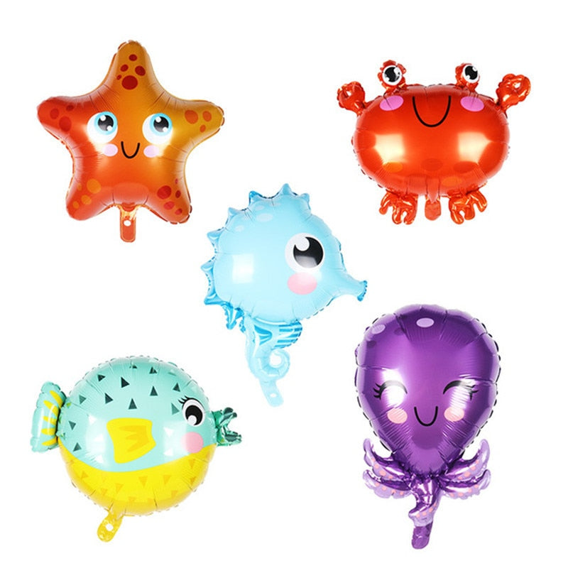 5pcs Fish Sea Animal Balloons Starfish Sea horse Air Balloon Ocean World Under Sea Theme Birthday party Decoration Baby Shower