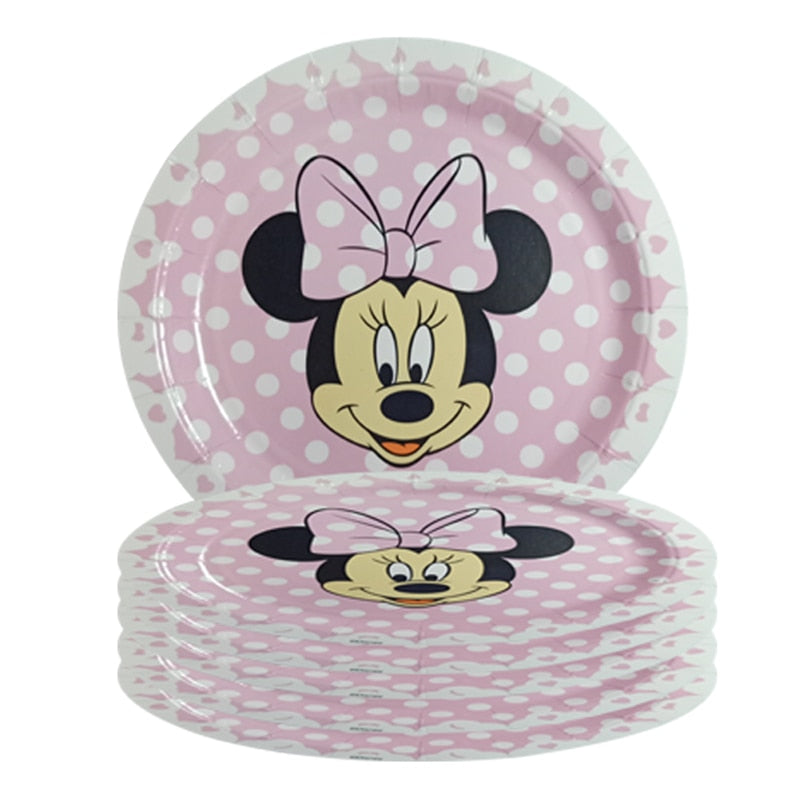 Disney Minnie Mouse party theme Birthday anniversary paper disposable tableware decoration for girl kid favor cake diy party