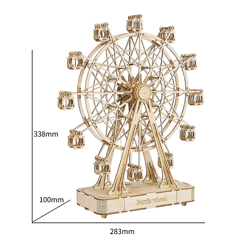 Robotime DIY Wooden Rotatable Ferris Wheel Model with Playing Music Toys for children birthday TGN01