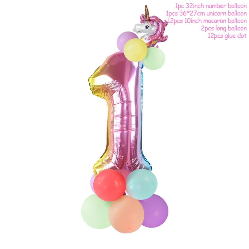 13Pcs/set Birthday Balloons Rainbow Number Foil Balloons Kids 1st Birthday Party Decorations Balloons Happy Birthday Balloon
