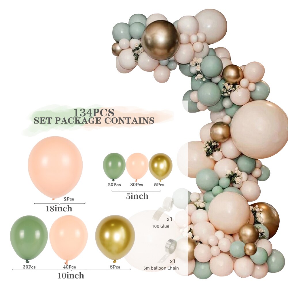 Macaron Green Balloon Garland Arch Kit Jungle Safari Theme Birthday Party Decorations Kids Wedding Balloon Baby Shower Boy Decor