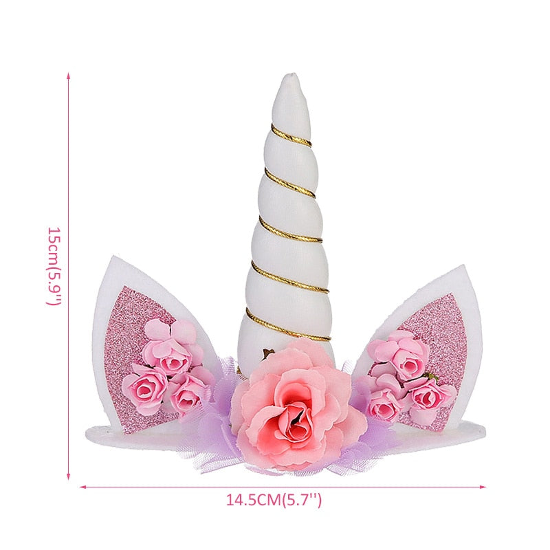 Birthday Girl Unicorn Headband with Sash Unicorn Cake Topper Baby Shower Girl Birthday Party Decorations Unicorn Party Supplies