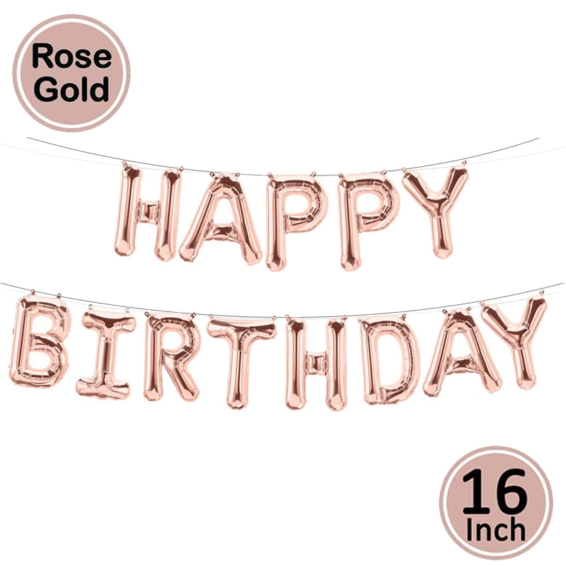 First Birthday Boy Girl Party Rose Gold Column Balloon Happy Birthday Decoration My One Year 1st Birthday Supplies Kids Adult