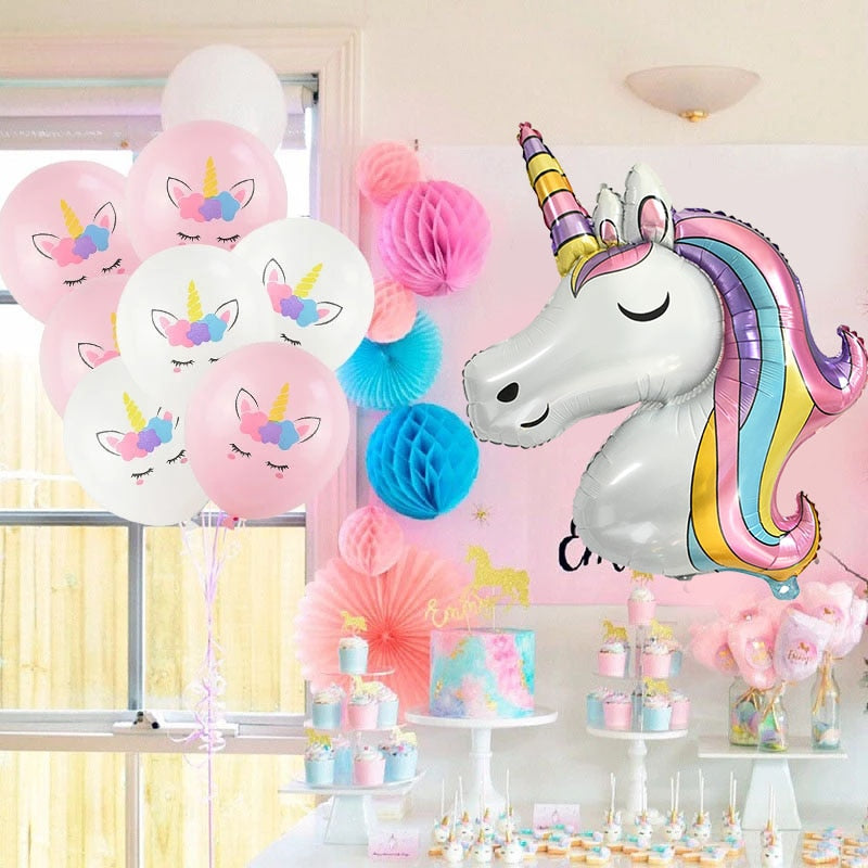 7Pcs/lot Rainbow Unicorn Party Balloons Unicorn Birthday Decoration Number Balloon Kids Birthday Party Baby Shower Decor Globos