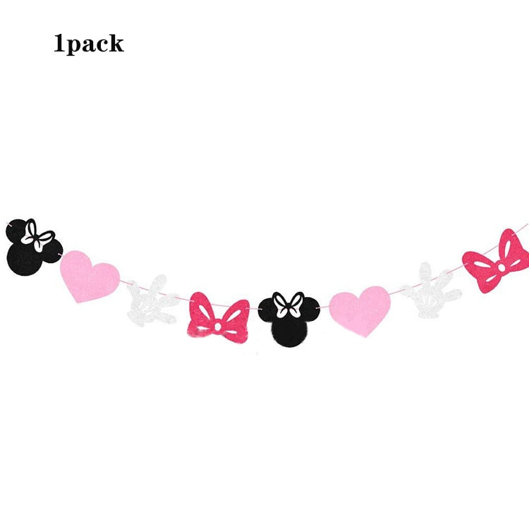 Disney Minnie Mouse party theme Birthday anniversary paper disposable tableware decoration for girl kid favor cake diy party