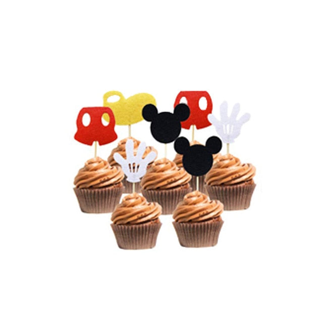 Cartoon Mickey Mouse Theme Cutlery Kids Party Decoration Children Birthday Party Baby Bath Cup Plate Party Supplies Dinner sets