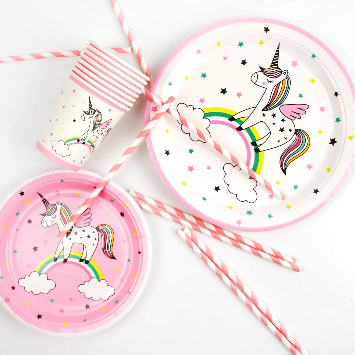 Unicorn Disposable Tableware Balloon Birthday Party Decoration Baby Shower Girl Kids Unicorn Decor 1st Birthday Party Supplies