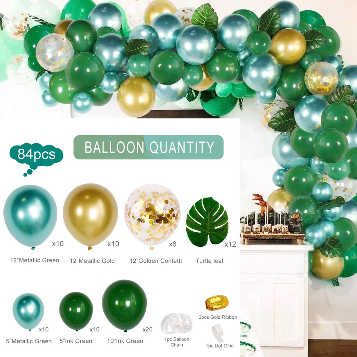 Macaron Green Balloon Garland Arch Kit Jungle Safari Theme Birthday Party Decorations Kids Wedding Balloon Baby Shower Boy Decor