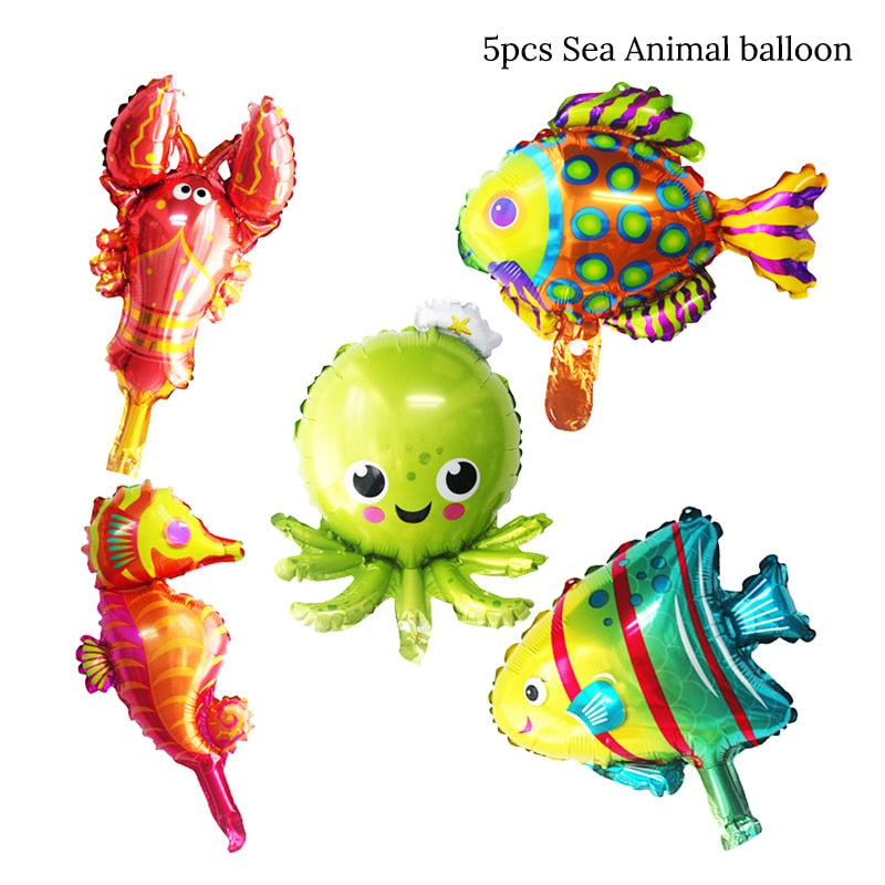 5pcs Fish Sea Animal Balloons Starfish Sea horse Air Balloon Ocean World Under Sea Theme Birthday party Decoration Baby Shower