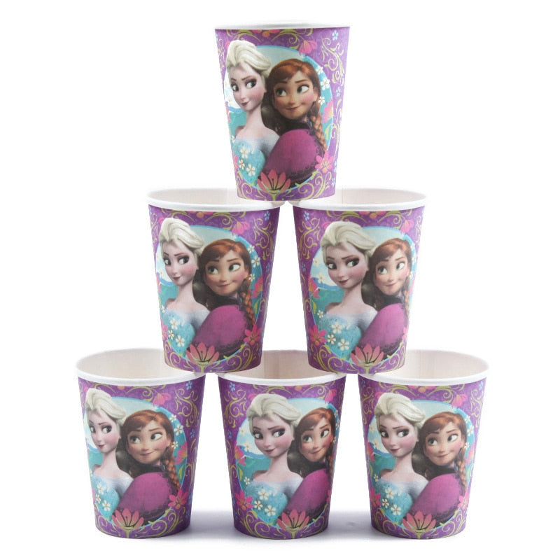 Disney Frozen Anna and Elsa Princess Birthday Party Decorations Kids Disposable Tableware Birthday Party Decorations Supplies