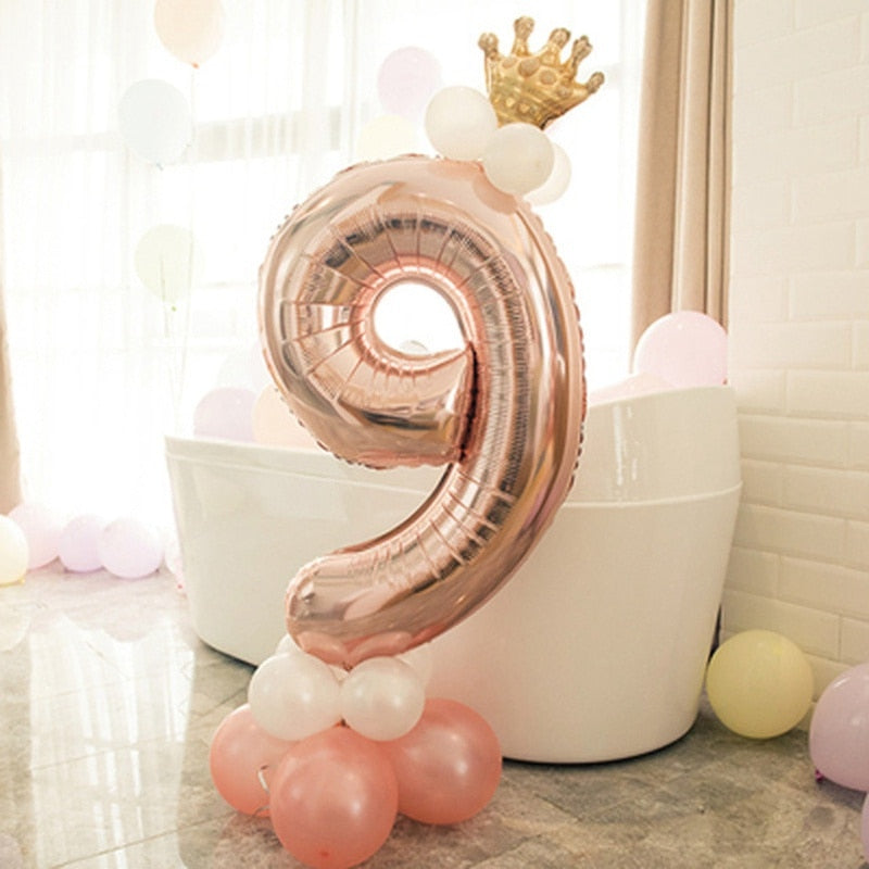 First Birthday Boy Girl Party Rose Gold Column Balloon Happy Birthday Decoration My One Year 1st Birthday Supplies Kids Adult