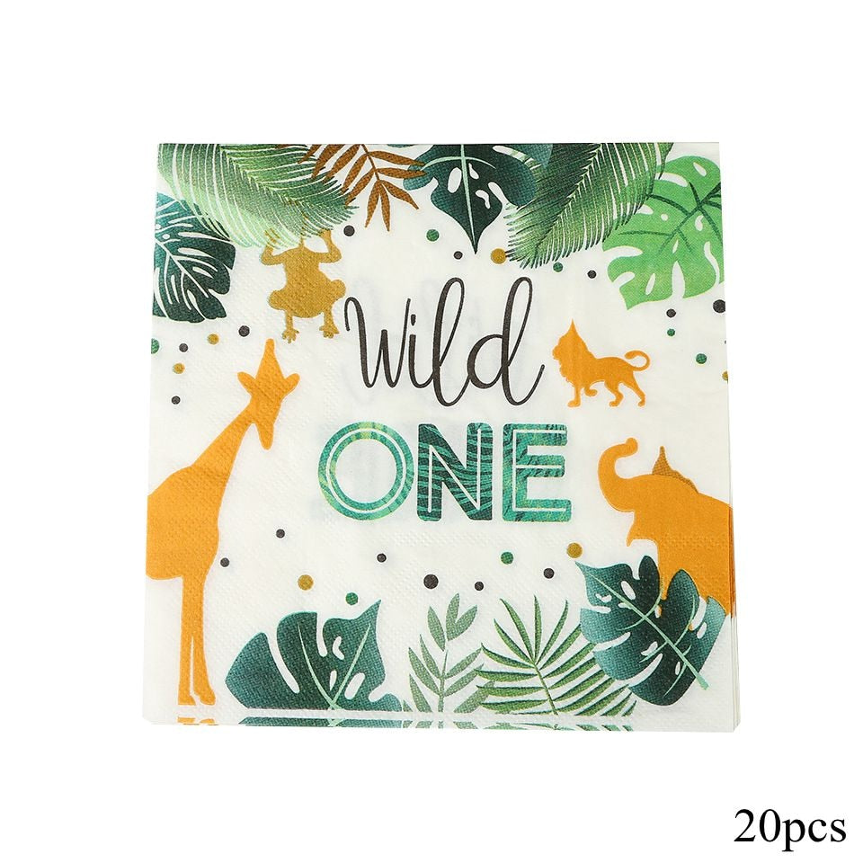 New! Wild One Birthday Party Balloons Jungle Safari Party Forest Decoration Kids First 1st Birthday Safari Jungle Party Supplies