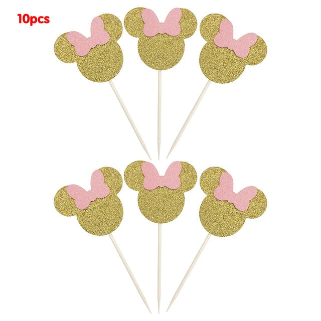 Disney Minnie Mouse party theme Birthday anniversary paper disposable tableware decoration for girl kid favor cake diy party