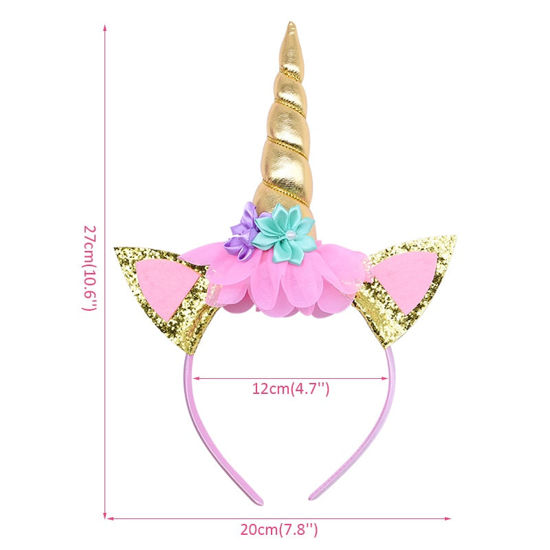 Birthday Girl Unicorn Headband with Sash Unicorn Cake Topper Baby Shower Girl Birthday Party Decorations Unicorn Party Supplies