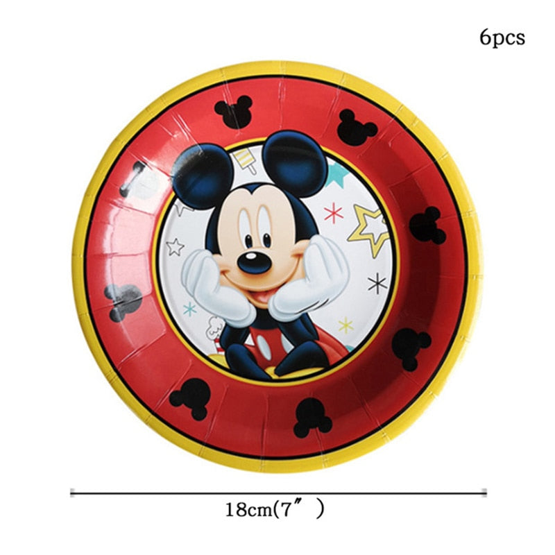 Cartoon Mickey Mouse Theme Cutlery Kids Party Decoration Children Birthday Party Baby Bath Cup Plate Party Supplies Dinner sets