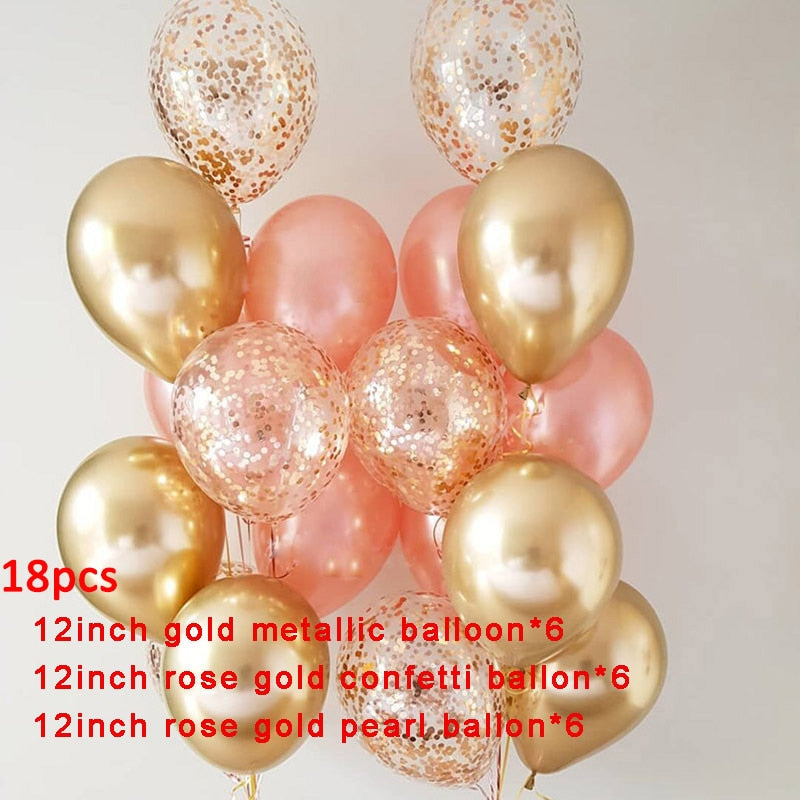 First Birthday Boy Girl Party Rose Gold Column Balloon Happy Birthday Decoration My One Year 1st Birthday Supplies Kids Adult