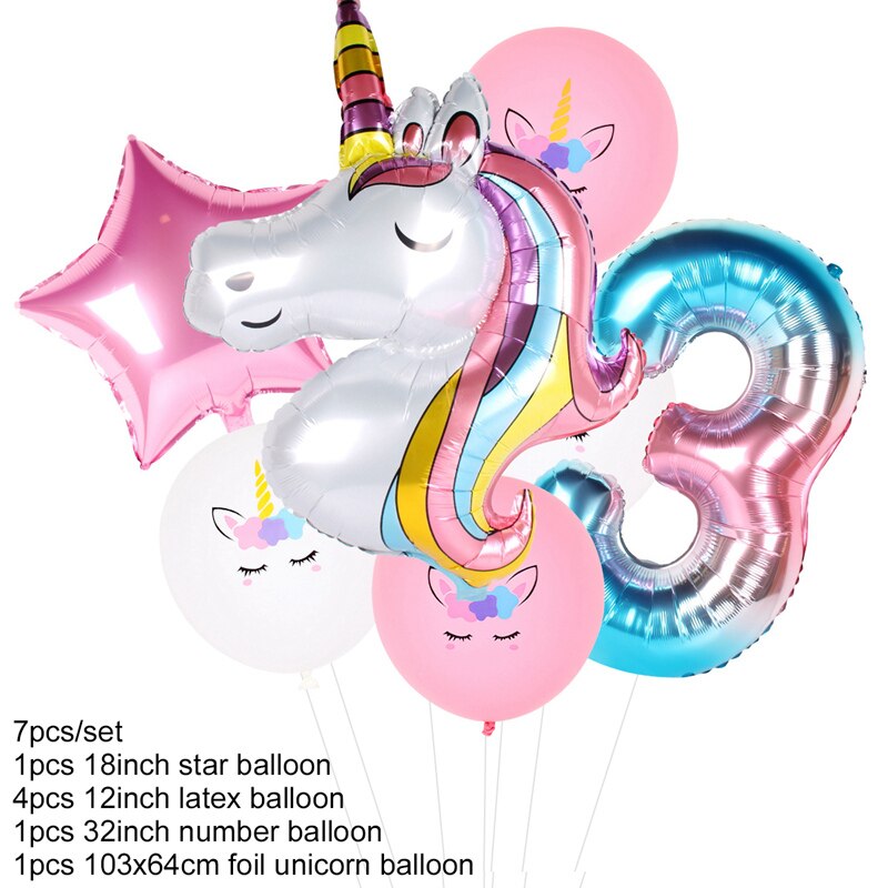 Unicorn Disposable Tableware Balloon Birthday Party Decoration Baby Shower Girl Kids Unicorn Decor 1st Birthday Party Supplies