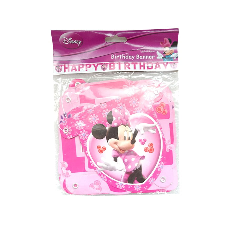 Disney Minnie Mouse Theme Birthday Party Supplies Cup Plate Kids Girl Birthday Party Decoration Disposable Tableware Set