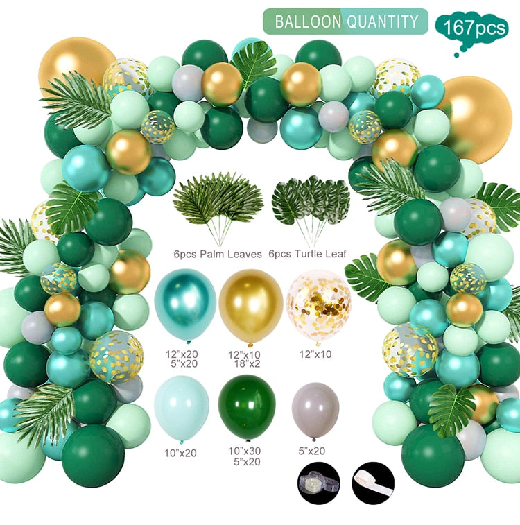 Macaron Green Balloon Garland Arch Kit Jungle Safari Theme Birthday Party Decorations Kids Wedding Balloon Baby Shower Boy Decor