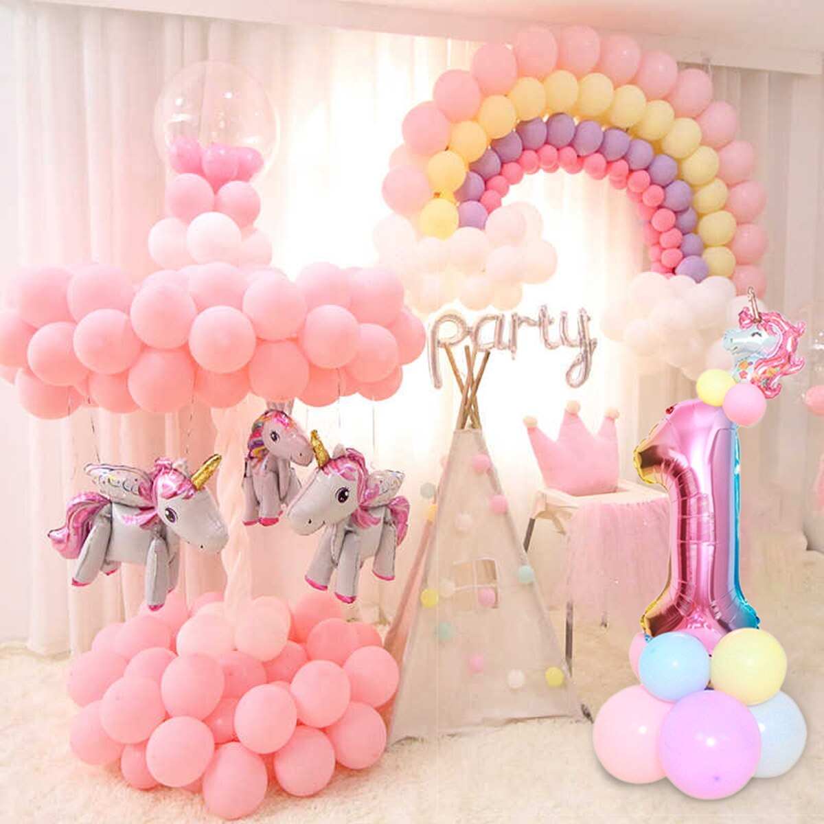 Unicorn Disposable Tableware Balloon Birthday Party Decoration Baby Shower Girl Kids Unicorn Decor 1st Birthday Party Supplies