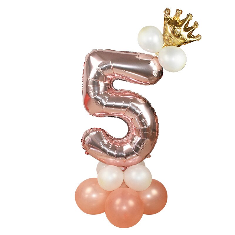 13Pcs/set Rose Gold Number Foil Balloons Happy Birthday Balloons Baby Shower Kids Birthday Party Decorations Number Balloons