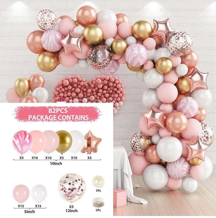 Macaron Balloons Garland Arch Rose Gold Confetti Ballon Wedding Birthday Baloon Birthday Party Decor Kids Baby Shower