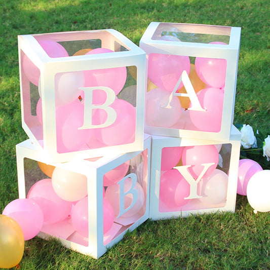 Alphabet Name Box Transparent Birthday Balloon Box Wedding Globos 1st Birthday Party Decoration Kids Latex Balloon Baby Shower