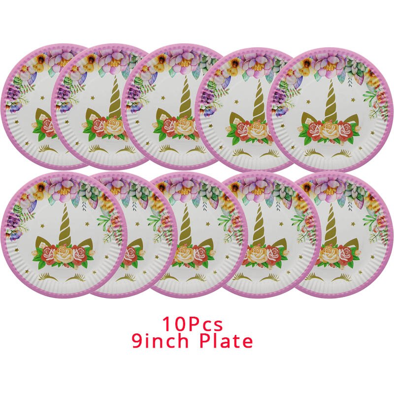 Girl Birthday Party Pink Unicorn Paper Plate Cup Napkin Disposable Tableware Sets Baby Shower 1st First Birthday Party Supplies