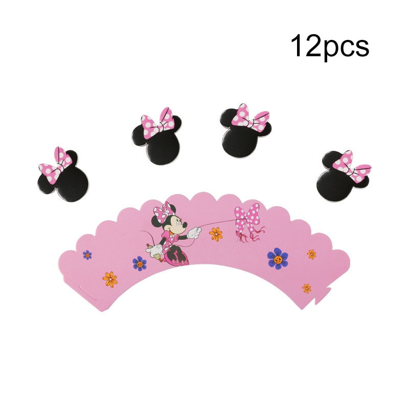 Disney Minnie Mouse Theme Birthday Party Supplies Cup Plate Kids Girl Birthday Party Decoration Disposable Tableware Set