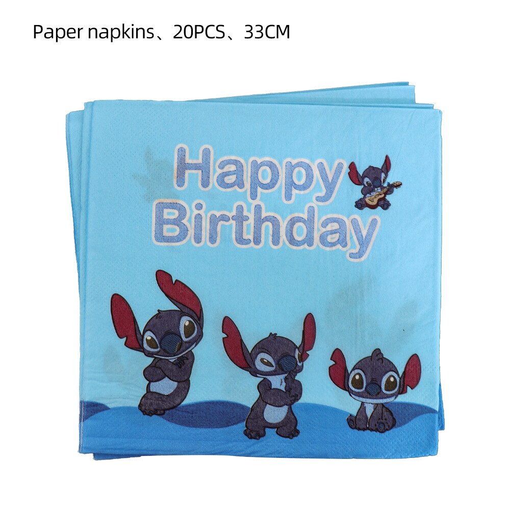 Disney Stitch Theme Party Supplies Disposable Tableware Paper Cup Plate Napkins Banner For Kids Birthday Party Decor Baby Shower