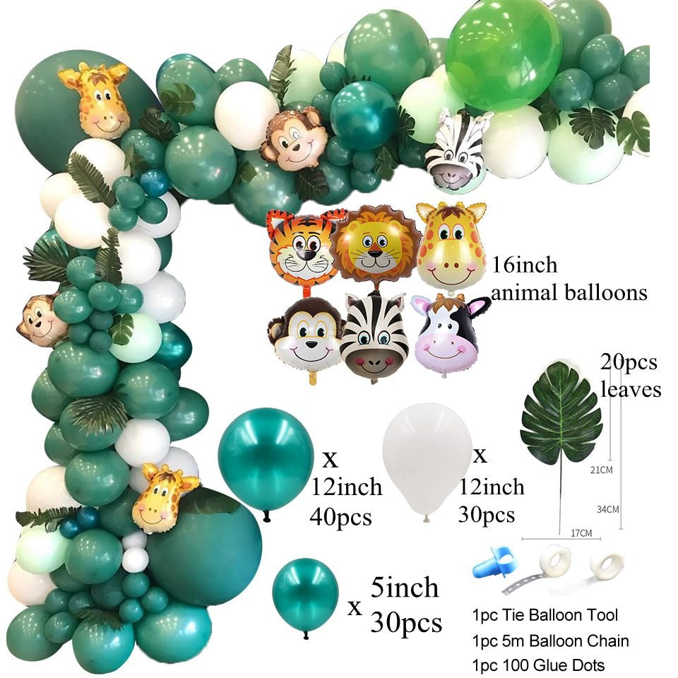 New! Wild One Birthday Party Balloons Jungle Safari Party Forest Decoration Kids First 1st Birthday Safari Jungle Party Supplies