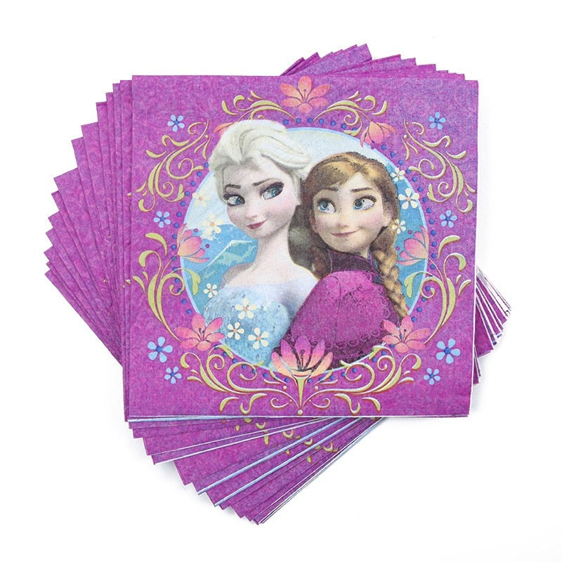 Disney Frozen Anna and Elsa Princess Birthday Party Decorations Kids Disposable Tableware Birthday Party Decorations Supplies