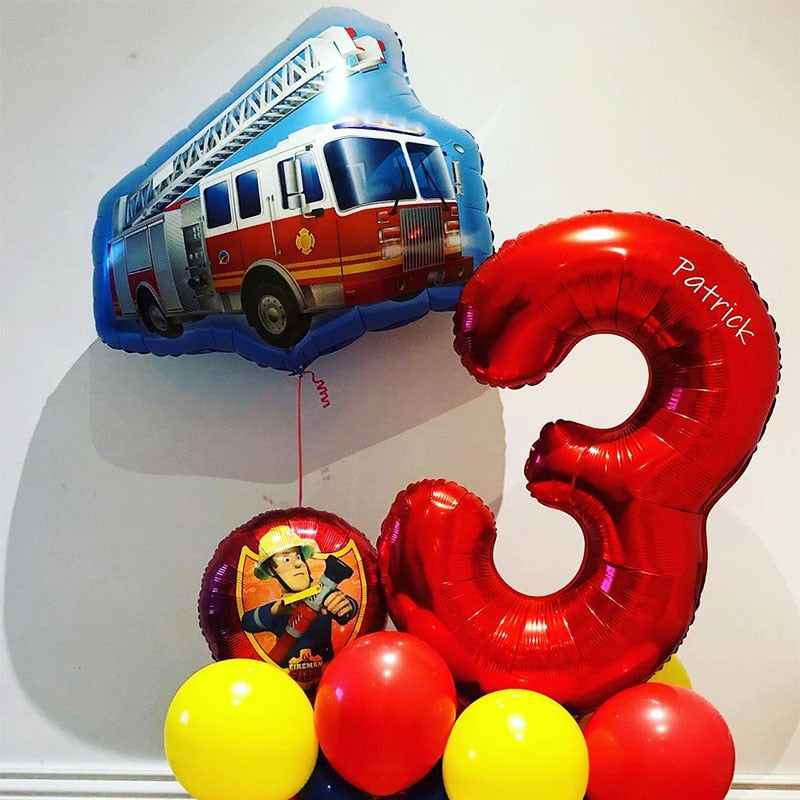 Jumbo Fireman Sam Balloons Fire Truck Foil Ballons Firefighter Themed Birthday Party Decortions Baby Shower Fire Engine Ballons