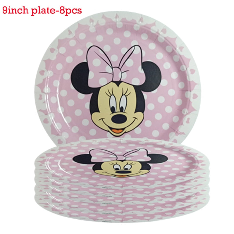 Disney Minnie Mouse party theme Birthday anniversary paper disposable tableware decoration for girl kid favor cake diy party