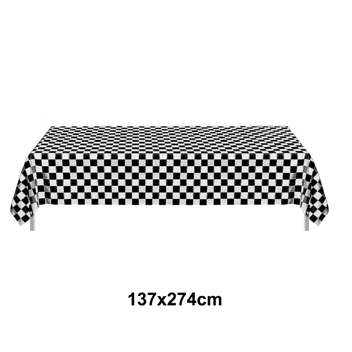 1set 137x274cm Black White Tablecloths Racing Car Motorcycle Theme Party Dispossible Plastic Tablecover Birthday Party Supplies