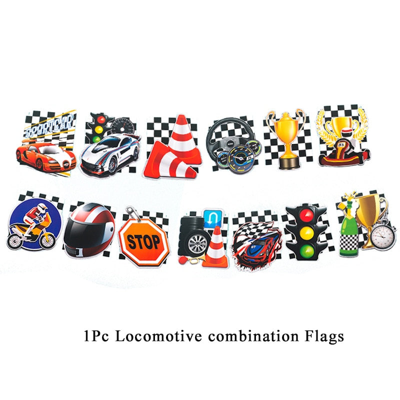 1set 137x274cm Black White Tablecloths Racing Car Motorcycle Theme Party Dispossible Plastic Tablecover Birthday Party Supplies