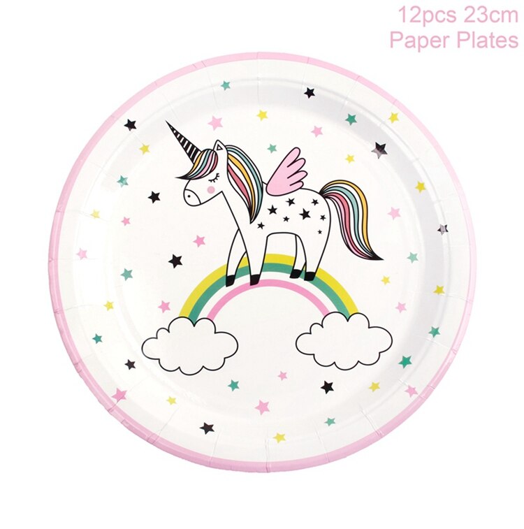 Unicorn Disposable Tableware Balloon Birthday Party Decoration Baby Shower Girl Kids Unicorn Decor 1st Birthday Party Supplies