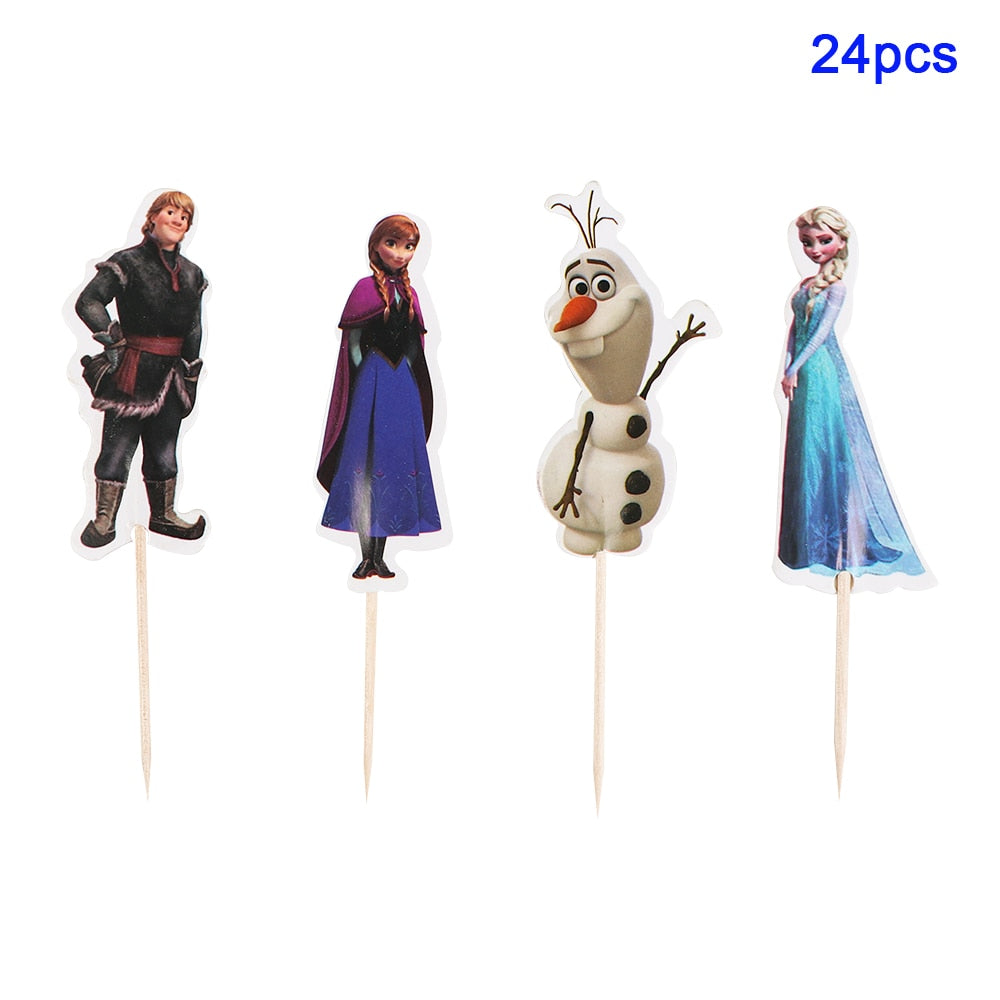 Frozen Anna Elsa Princess Birthday Party Decorations Kids Disposable Tableware Cup Plate Napkin Straw Baby Shower Supplies Event