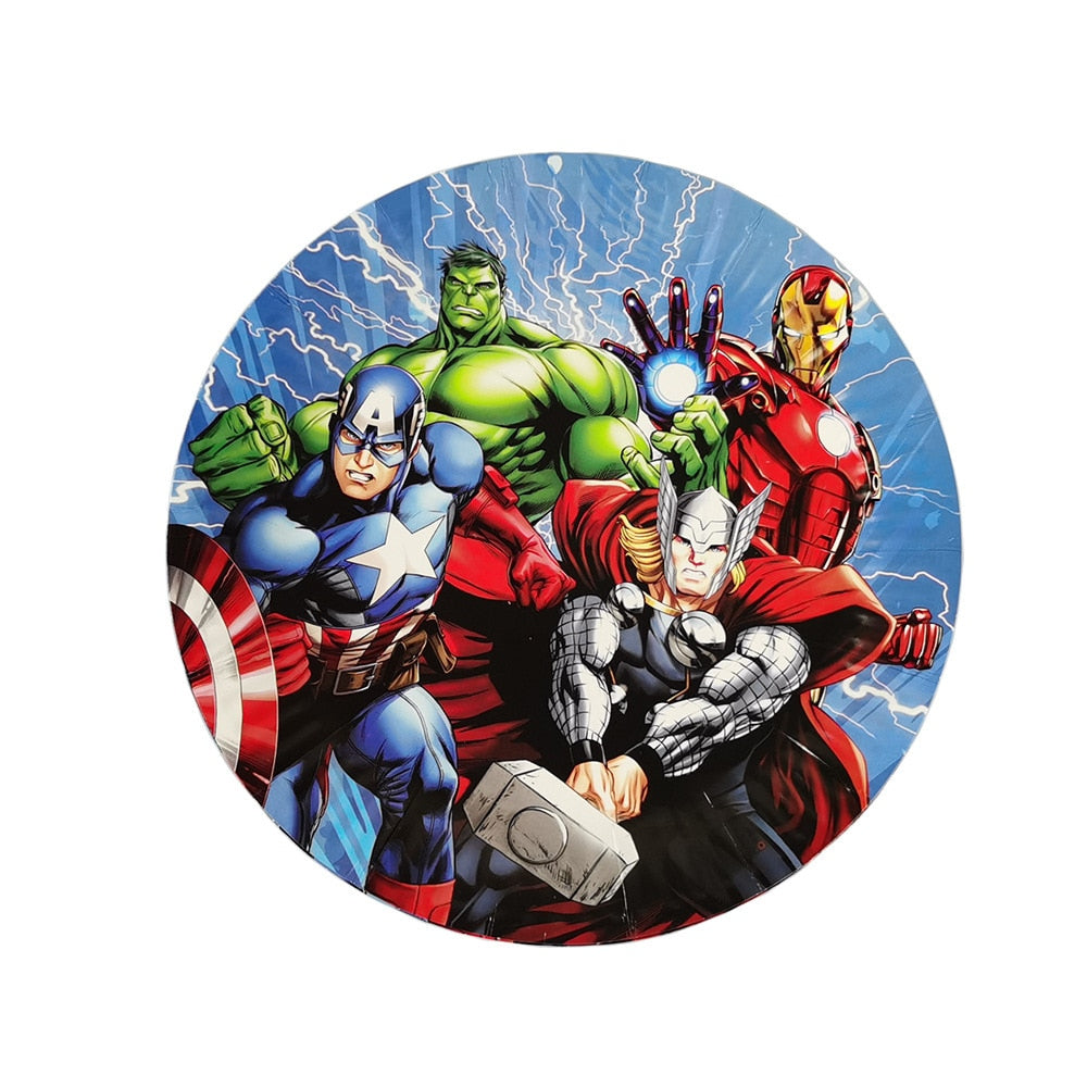 Cartoon The Avengers Theme Birthday Supplies Tablecloth Paper Plate Cup Straw Banner Balloon Party Decoration Set Baby Shower