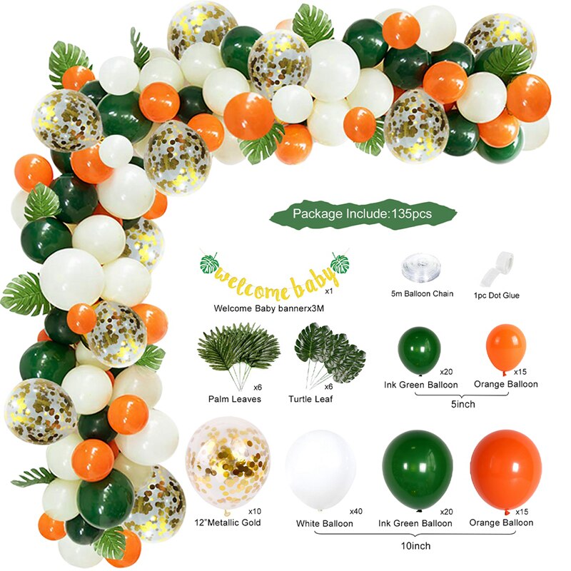 Macaron Green Balloon Garland Arch Kit Jungle Safari Theme Birthday Party Decorations Kids Wedding Balloon Baby Shower Boy Decor