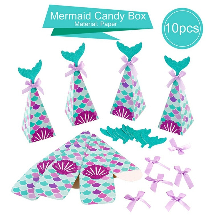 HUIRAN Mermaid Theme Party Decorations Little Mermaid Party Supplies Girl Happy Birthday Party Decoration Kid Baby Shower Events