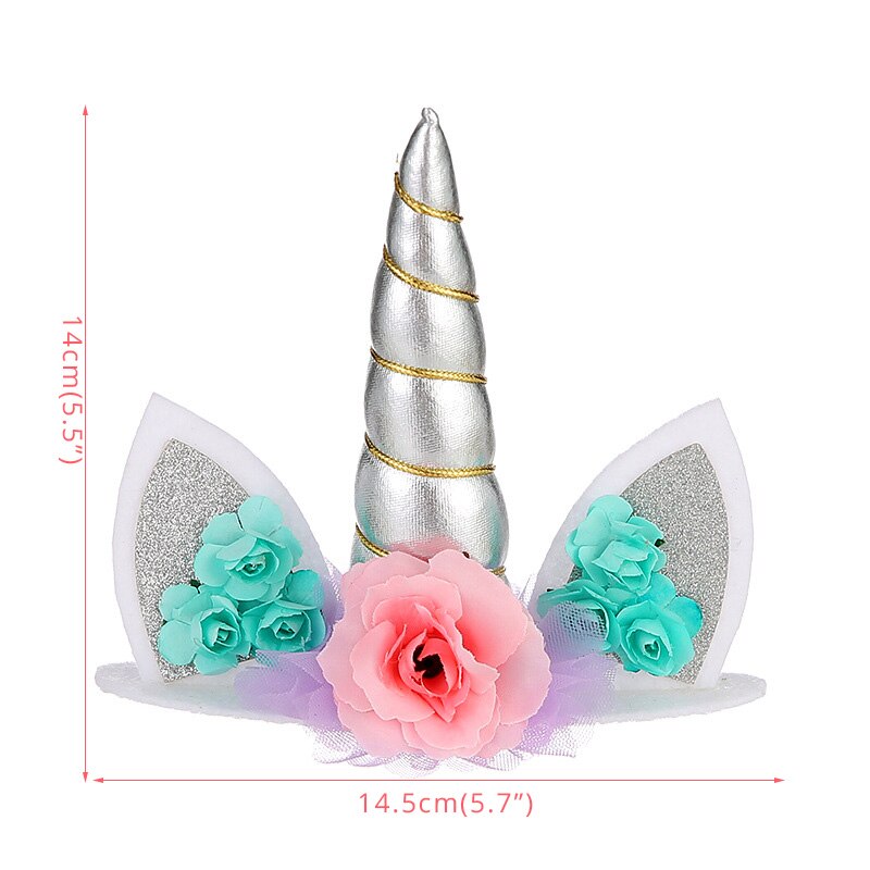 Cyuan Unicorn Birthday Cake Wings Decor Cartoon Unicorn Cake Toppers Birthday Party Decoration Kids Cupcake Wrappers Cake Topper