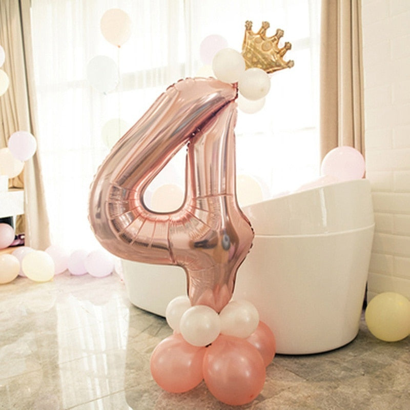 First Birthday Boy Girl Party Rose Gold Column Balloon Happy Birthday Decoration My One Year 1st Birthday Supplies Kids Adult