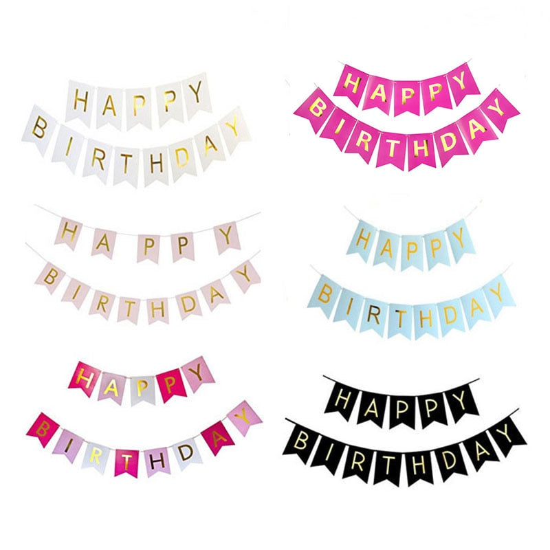 Multi Themes Happy Birthday Banner Baby Shower Birthday Party Decorations Photo Booth Happy Birthday Bunting Garland Flags