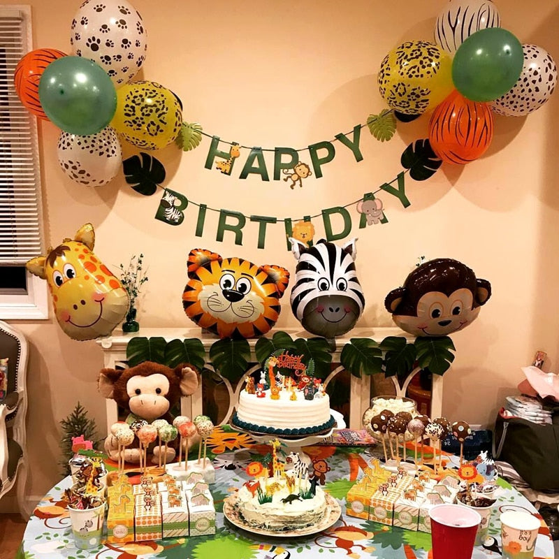 Jungle Party Animal Foil Balloons Zoo Animal Jungle Theme Birthday Party Decoration Kids Birthday Balloons Safari Party Decor