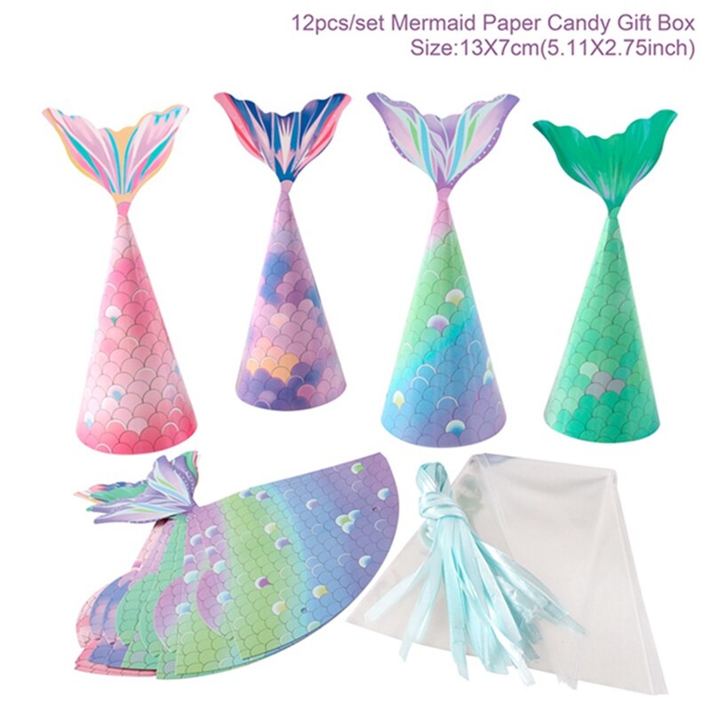 HUIRAN Mermaid Theme Party Decorations Little Mermaid Party Supplies Girl Happy Birthday Party Decoration Kid Baby Shower Events