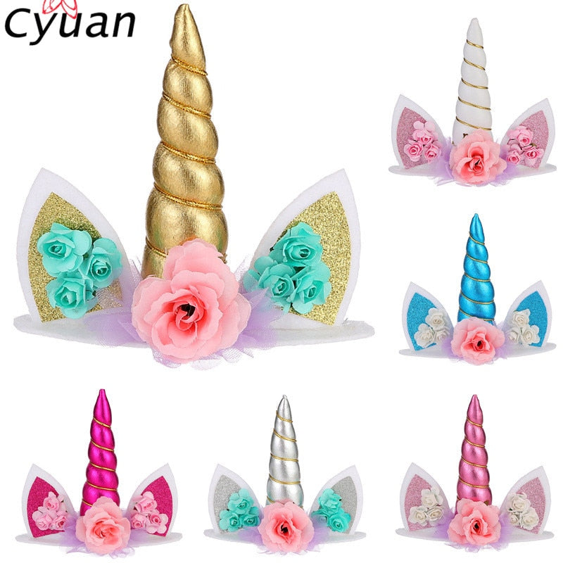 Cyuan Unicorn Birthday Cake Wings Decor Cartoon Unicorn Cake Toppers Birthday Party Decoration Kids Cupcake Wrappers Cake Topper